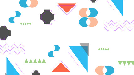 Set abstract geometric shapes, Memphis style elements, vintage banner, poster. Vector illustration 90s