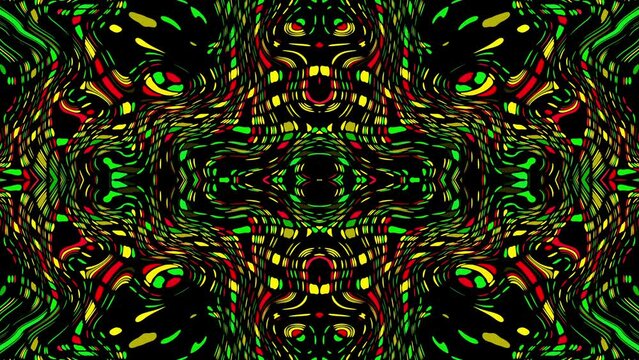 Moving geometric shapes. Symmetric tribal abstract pattern. Seamless 4k looping footage.