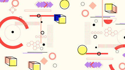 Memphis design elements mega set. Vector abstract geometric line graphic shapes, modern hipster circle triangle template colorful illustration