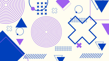 Memphis geometric background with abstract element shapes. Graphic minimal texture for holiday poster, card, social media. Abstract pattern with circle, halftone dots. Geometry banner. vector