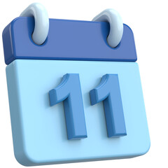 11th. Eleventh day of month. Calendar. 3D illustration.