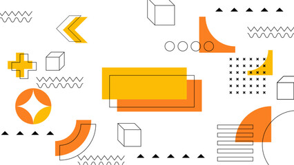 Memphis geometric shapes, abstract modern minimal line elements and vector symbols. Memphis pattern geometric shapes of circle, triangle and color dots, vintage retro art forms and figures for pattern