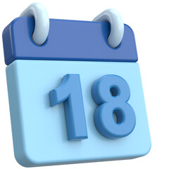 18th. Eighteenth day of month. Calendar. 3D illustration.