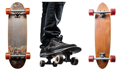used skateboard isolated on transparent background