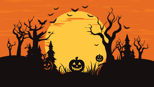 Halloween poster, pumpkin vector Halloween background illustrations.