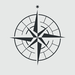 Wind rose with with the north star. Vector illustration