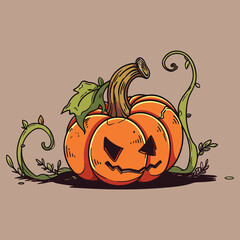 Pumpkin vector illustration. Autumn Halloween pumpkin, vegetable graphic icon