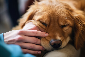 person seeking comfort with pets