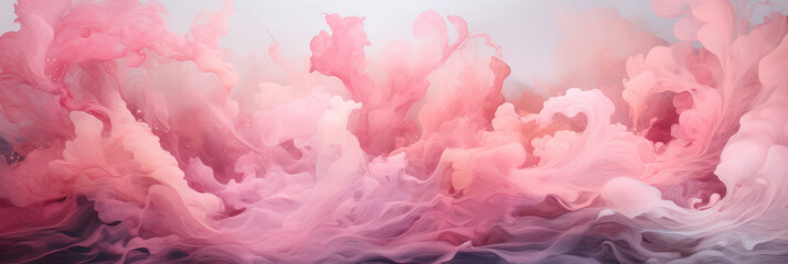 Fototapeta premium Banner. Abstract watercolor pink background, waves. AI generative.