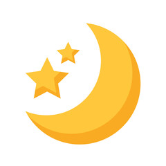 Vector illustration of the moon with stars. Isolated on a white background. Flat style.

