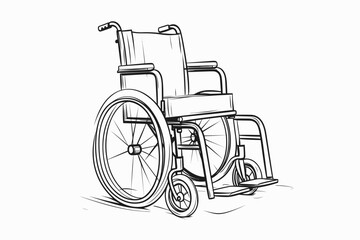 Fototapeta na wymiar Doodle inspired Manual wheelchair, cartoon sticker, sketch, vector, Illustration