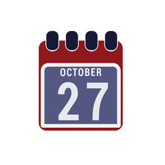 Calendar displaying day 27 ( twenty seven ) of the October - Day 27 of the month. illustration