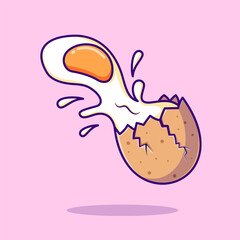 Crack Egg Splash Cartoon Vector Icon Illustration. Object 
Nature Icon Concept Isolated Premium Vector. Flat Cartoon 
Style