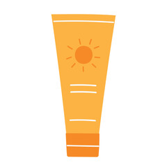 SPF cream, sunscreen lotion in tube. Sunblock cream. Skin protection, skin care concept. Vector illustration in cartoon style. Isolated white background.