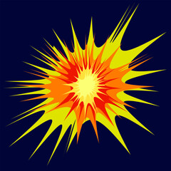 Vector abstract geometric pattern in the form of a flash of light and fire on a blue background