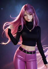 Beautiful Cute Pretty Young Girl. 3d illustration