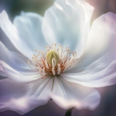 A beautiful white flower in focus amidst a soft, blurred background Generative Ai