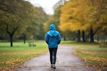 Obraz premium A person taking part in a mental health awareness walk or run. 