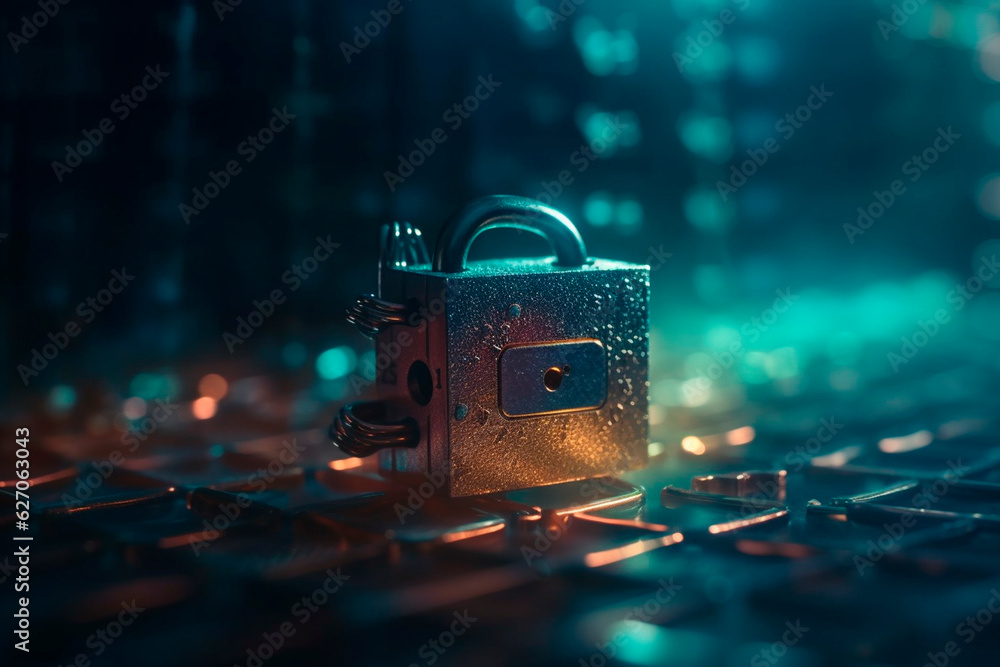 Aufkleber cyber lock on the keyboard. generative ai