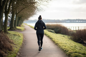 A person taking part in a mental health awareness walk or run.

