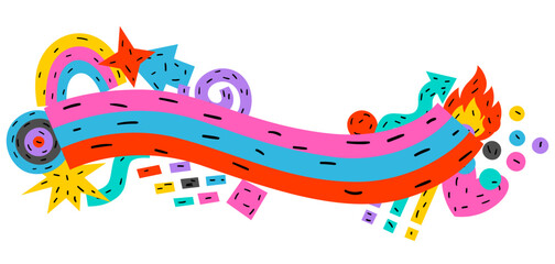 Background with abstract funny shapes. Cartoon cute trendy creative image.