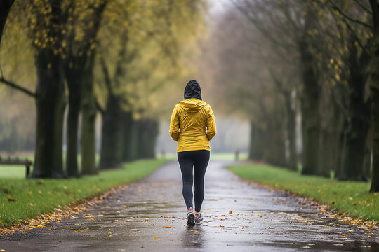 A person taking part in a mental health awareness walk or run.
