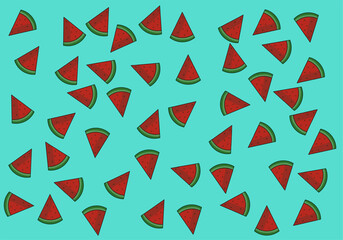 seamless pattern with watermelon sliced