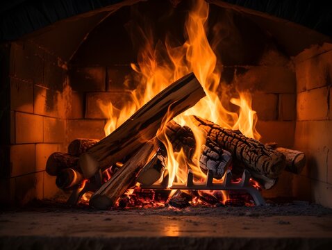 Eindrucksvolles Inferno: Fesselndes Close-Up von brennendem Feuer