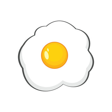 Fried egg vector illustration, cartoon fried egg
