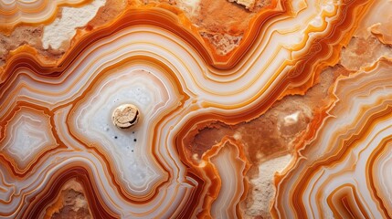 Generative AI, natural volcanic agate stones close-up light orange, apricot crush and golden texture. Wallpaper background, quartz marble, decorative rock pattern..