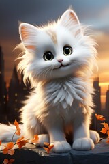 Naklejka na ściany i meble cute fluffy kitten 