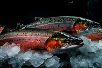 Trout on ice. Generative AI