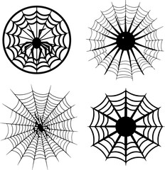 Set of Halloween Vector, witch hat, spider, spider web, pumpkin, bat and cat vector for halloween cards and posters