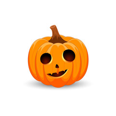 Pumpkin on white background. The main symbol of the Happy Halloween holiday. Orange pumpkin with smile for your design for the holiday Halloween.