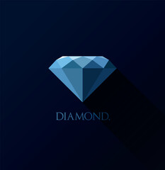 Blue low poly Diamond . Jewelry, gem, luxury and rich symbol, illustration or background.