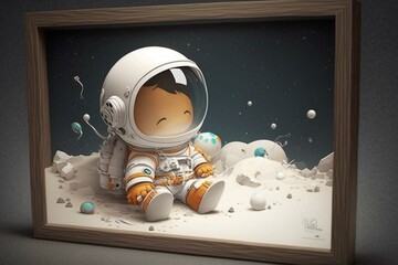 Adorable astronaut artwork. Generative AI