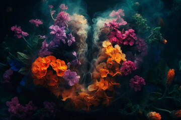 Fototapeta na wymiar Lungs from flowers. Generative AI