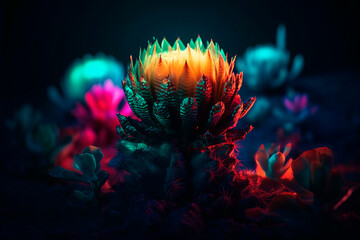 Multicolored cactus. Generative AI