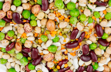 Dried foods; mixed legumes. isoleted on the white background