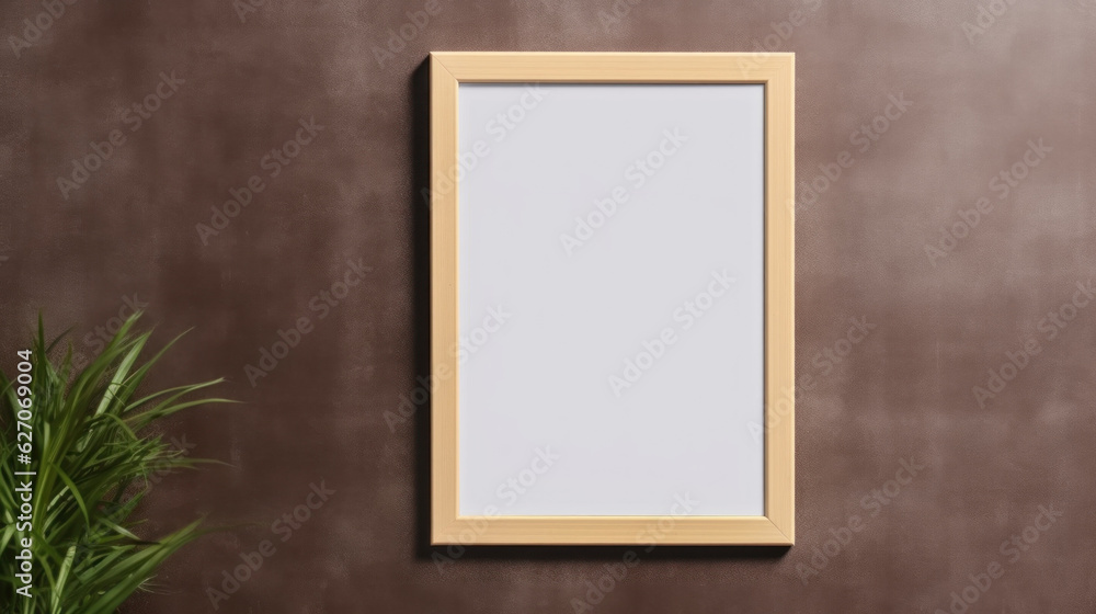 Poster mock up poster frame close up on shelf with decoration, 3d render