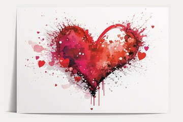 Valentine's day postcard with heart shape on white background. Generative AI