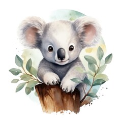 koala in a watercolor style on a white background. Generative AI
