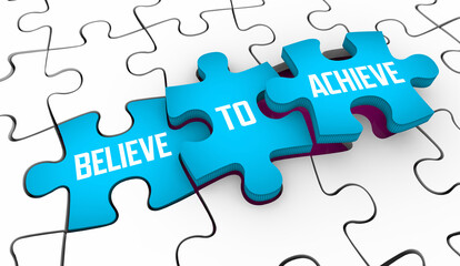 Believe to Achieve Puzzle Pieces Faith Confidence Success Overcome Challenge 3d Animation