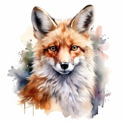 Obraz premium fox in a watercolor style on a white background. Generative AI