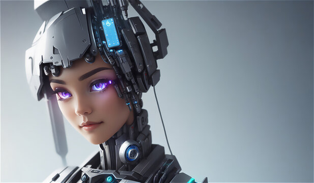 近未来のサイボーグの女　ジェネレーティブ AI