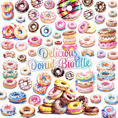 Obraz na płótnie Canvas Donut Illustration Vektor Grafik Mega Bündel | Biscuits Food Vector Graphic Bundle