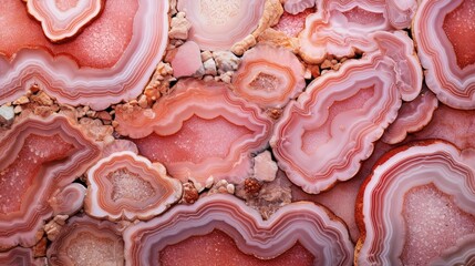 Generative AI, natural volcanic agate stones close-up light pink magenta and golden texture. Wallpaper background, quartz marble, decorative rock pattern.