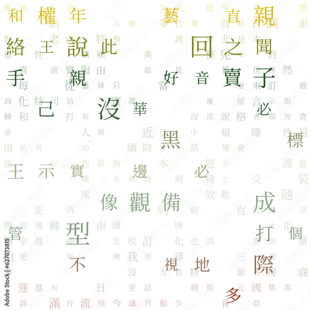 Poster futuristic background. random characters of chinese traditional alphabet. gradiented matrix pattern.