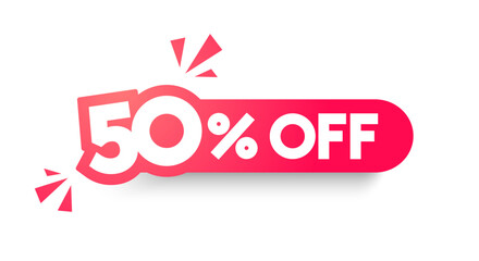 Rounded Business Label With Text 50 Percent Off