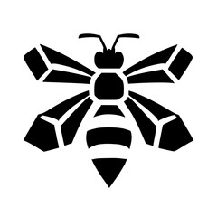 Professional black and white bee logo, suitable for a variety of industries. Minimalistic aesthetic, isolated on a white background. modern and elegant logo Silhouette of a wasp